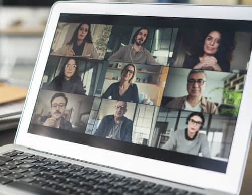 Zoom meeting on a laptop